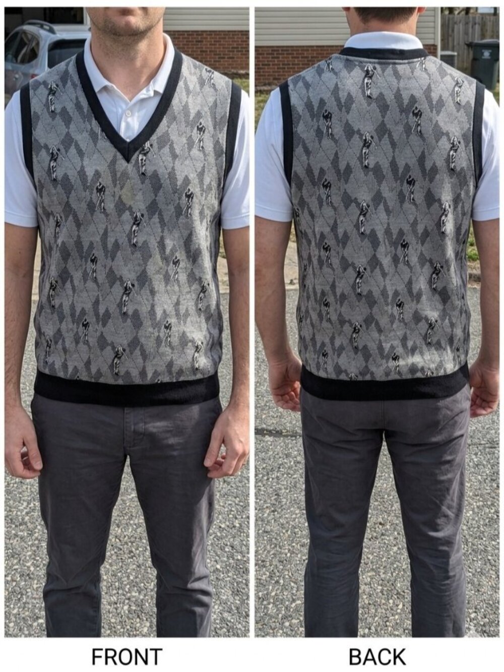 Vintage Grand Slam Penguin Golf Vest XXL Gray Argyle Novelty Golfer 90s Preppy
